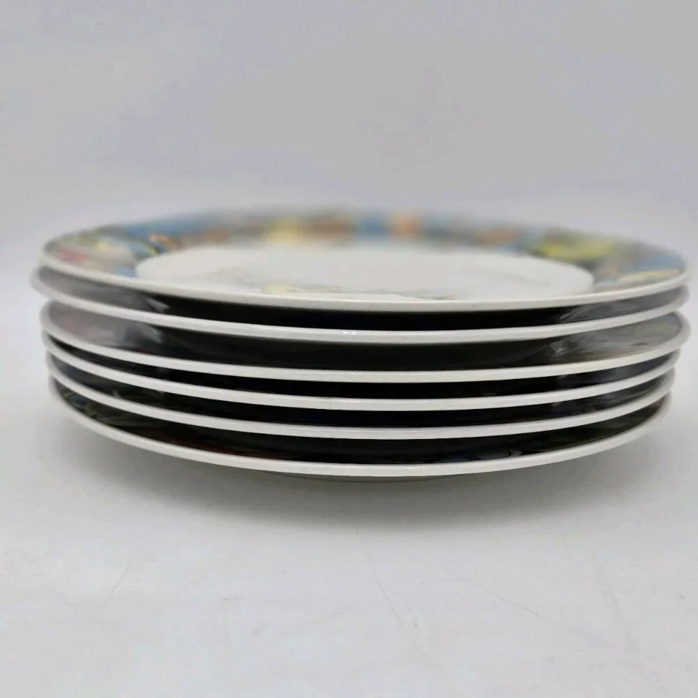 6 Oneida Majesticware Stoneware Citrus‎ Labels Dinner Plates Fruit 10.5 Lemonade